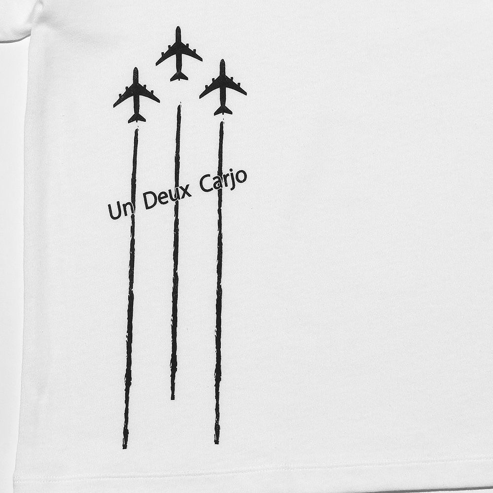 ベビー服 男の子 綿100％飛行機プリントTシャツ オフホワイト(11) デザインポイント1