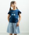 子供服 女の子 ヘリンボーンキュロットパンツ ブルー(61) モデル画像アップ