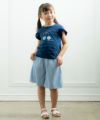 子供服 女の子 ヘリンボーンキュロットパンツ ブルー(61) モデル画像全身