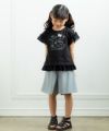 子供服 女の子 ヘリンボーンキュロットパンツ チャコールグレー(93) モデル画像全身