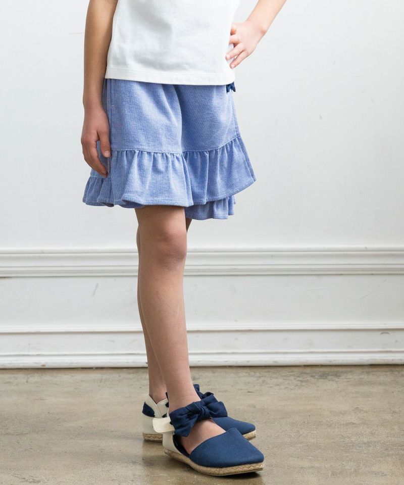 子供服 女の子 ストライプ柄スカート風キュロットパンツ