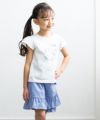 子供服 女の子 ストライプ柄スカート風キュロットパンツ ブルー(61) モデル画像アップ