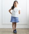 子供服 女の子 ストライプ柄スカート風キュロットパンツ ブルー(61) モデル画像全身