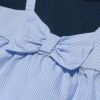 ベビー服 女の子 ストライプ柄重ね着風Tシャツ ネイビー(06) デザインポイント1