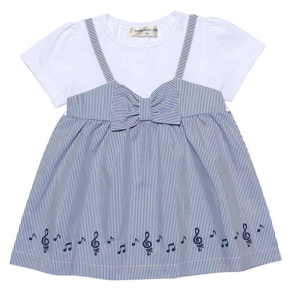 ベビー服 女の子 ストライプ柄重ね着風Tシャツ オフホワイト(11) モデル画像4