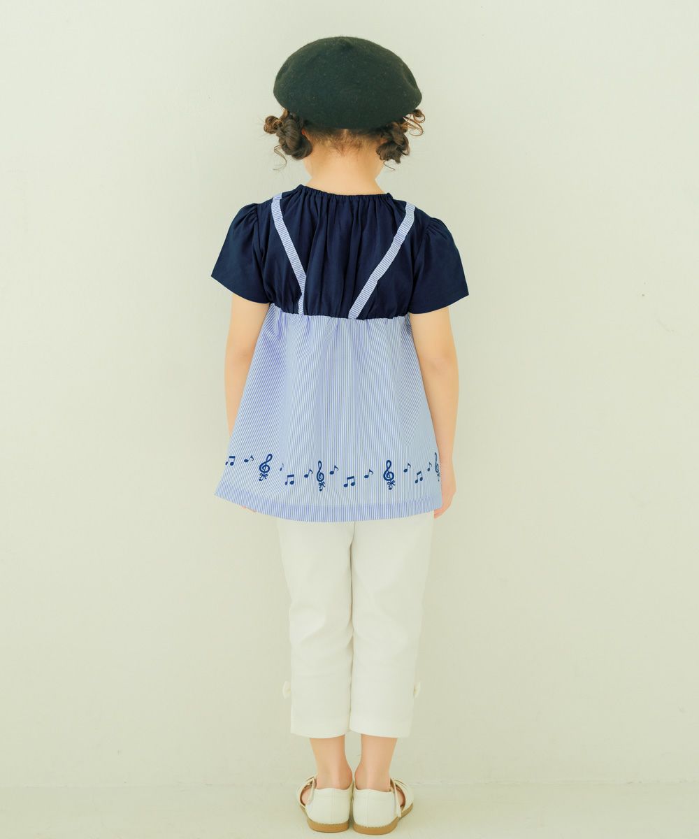 ベビー服 女の子 ストライプ柄重ね着風Tシャツ オフホワイト(11) モデル画像4