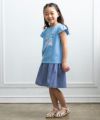 子供服 女の子 ストライプ柄裏地付きフレアースカート ネイビー(06) モデル画像アップ
