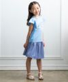 子供服 女の子 ストライプ柄裏地付きフレアースカート ネイビー(06) モデル画像1