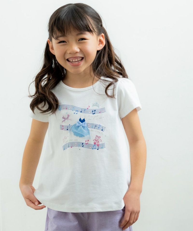 ベビー服 女の子 綿100％音符プリントTシャツ