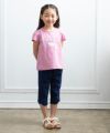 ベビー服 女の子 綿100％音符プリントTシャツ ピンク(02) モデル画像全身