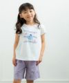 ベビー服 女の子 綿100％音符プリントTシャツ オフホワイト(11) モデル画像全身