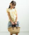 ベビー服 女の子 綿100％リボン付きTシャツ イエロー(04) モデル画像1