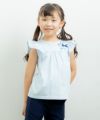 ベビー服 女の子 綿100％リボン付きTシャツ ブルー(61) モデル画像アップ