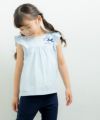 ベビー服 女の子 綿100％リボン付きTシャツ ブルー(61) モデル画像全身