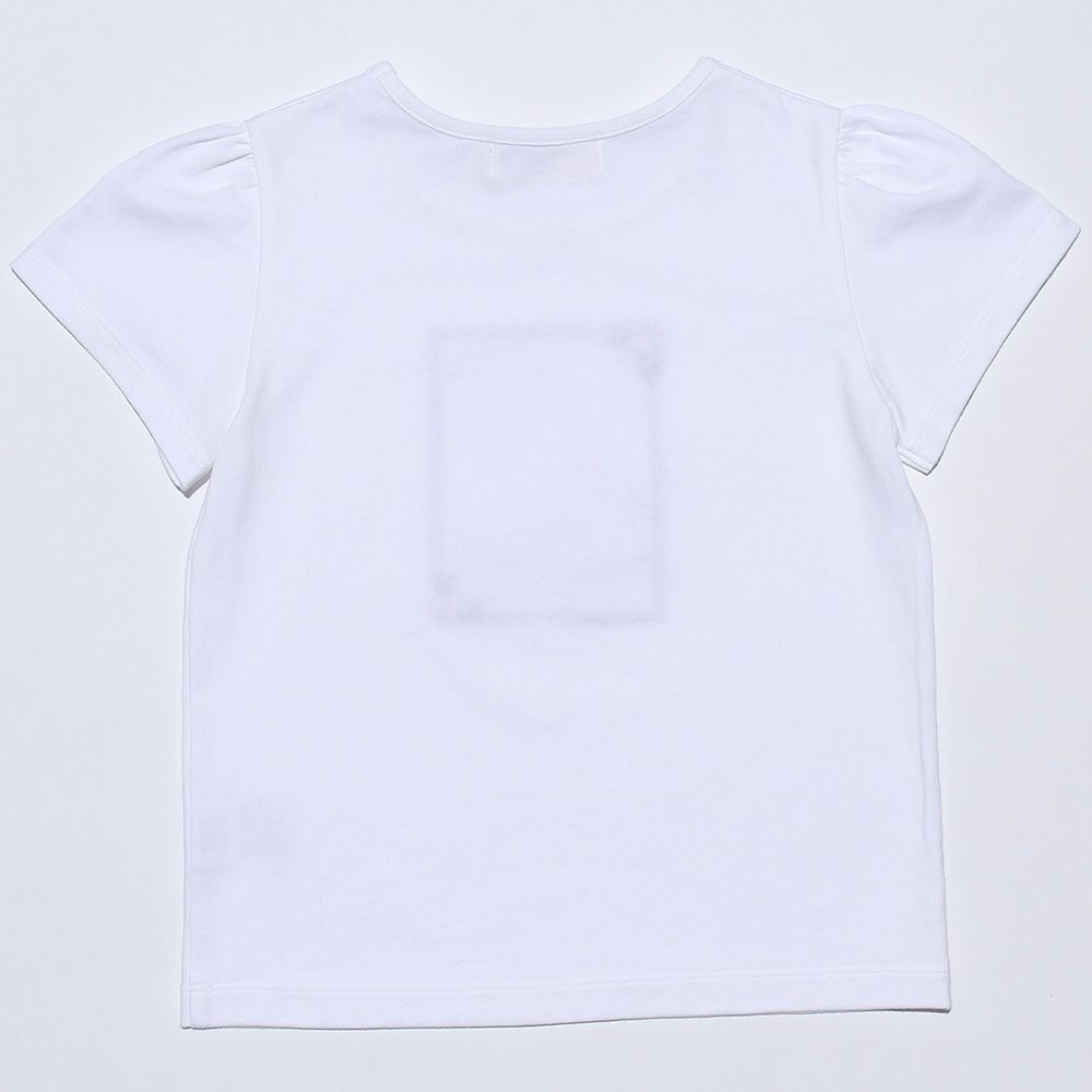 ベビー服 女の子 綿100％女の子モチーフプリントTシャツ オフホワイト(11) 背面