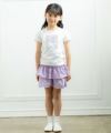 ベビー服 女の子 綿100％女の子モチーフプリントTシャツ オフホワイト(11) モデル画像全身