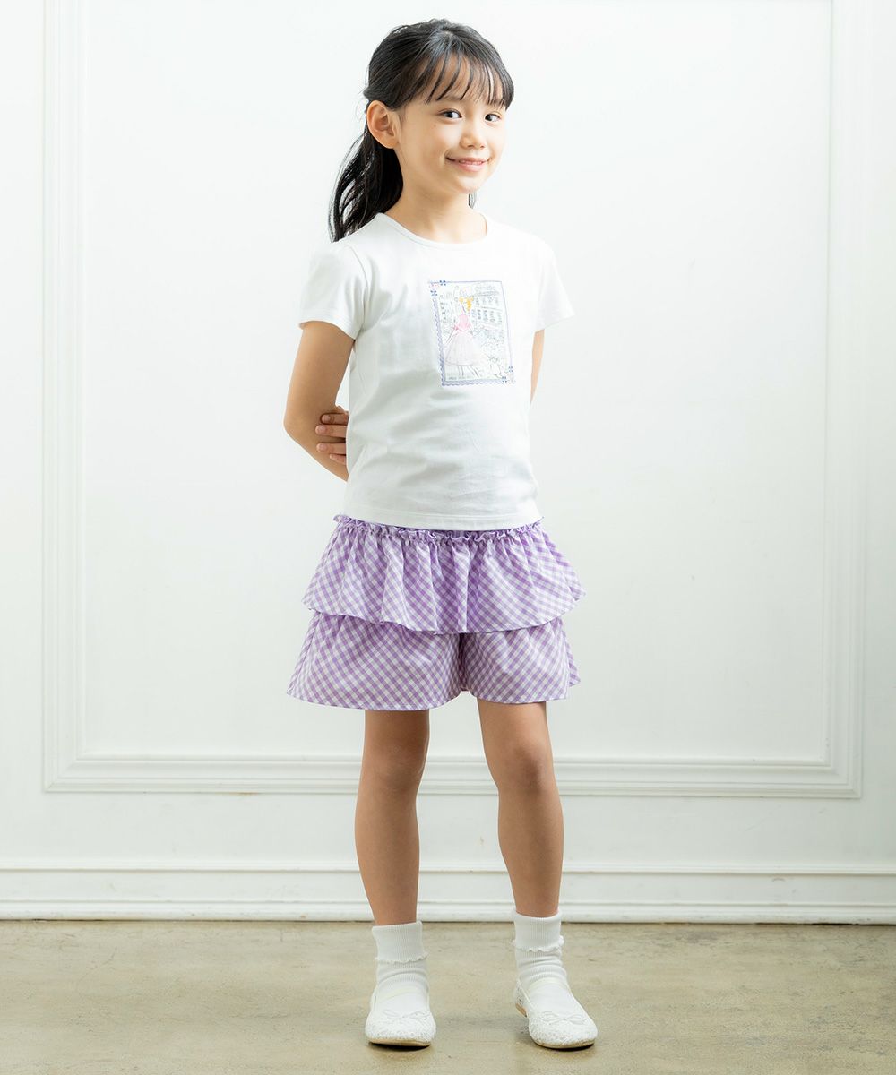 ベビー服 女の子 綿100％女の子モチーフプリントTシャツ オフホワイト(11) モデル画像3