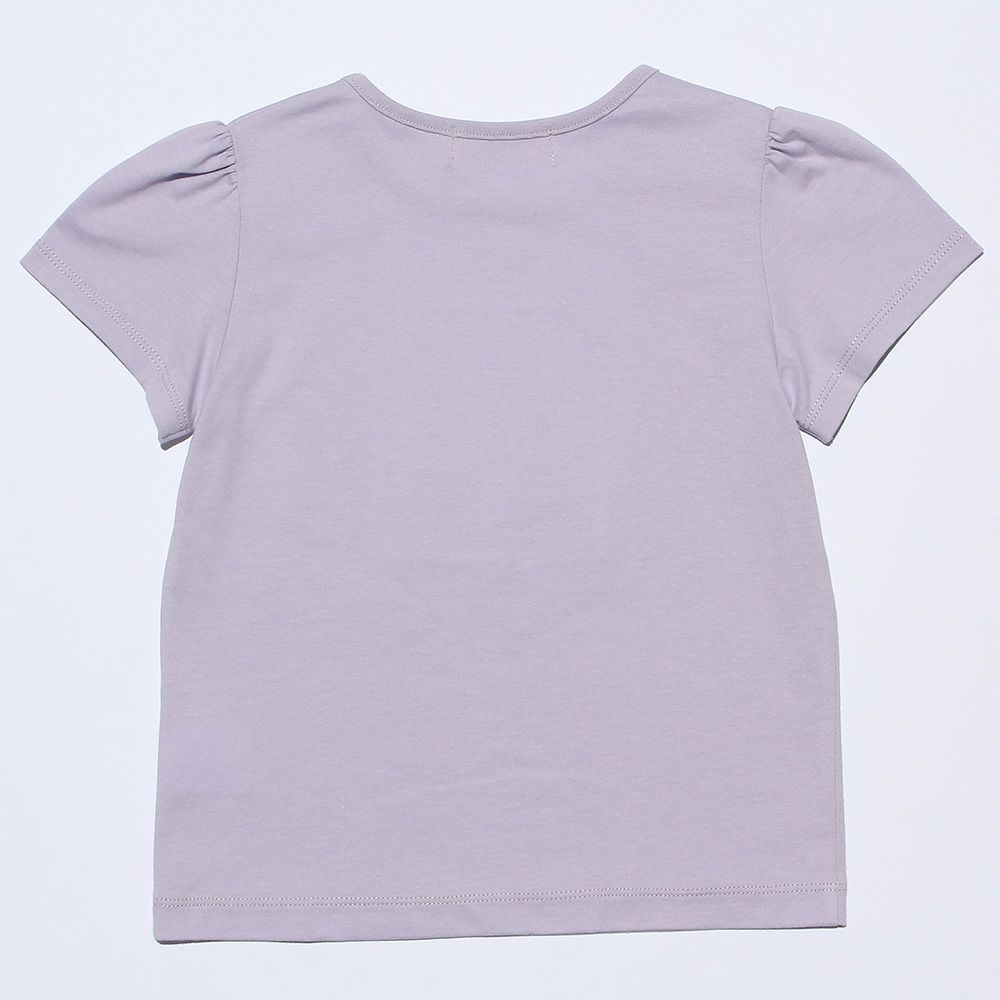 ベビー服 女の子 綿100％女の子モチーフプリントTシャツ パープル(91) 背面