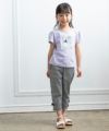 ベビー服 女の子 綿100％女の子モチーフプリントTシャツ パープル(91) モデル画像全身