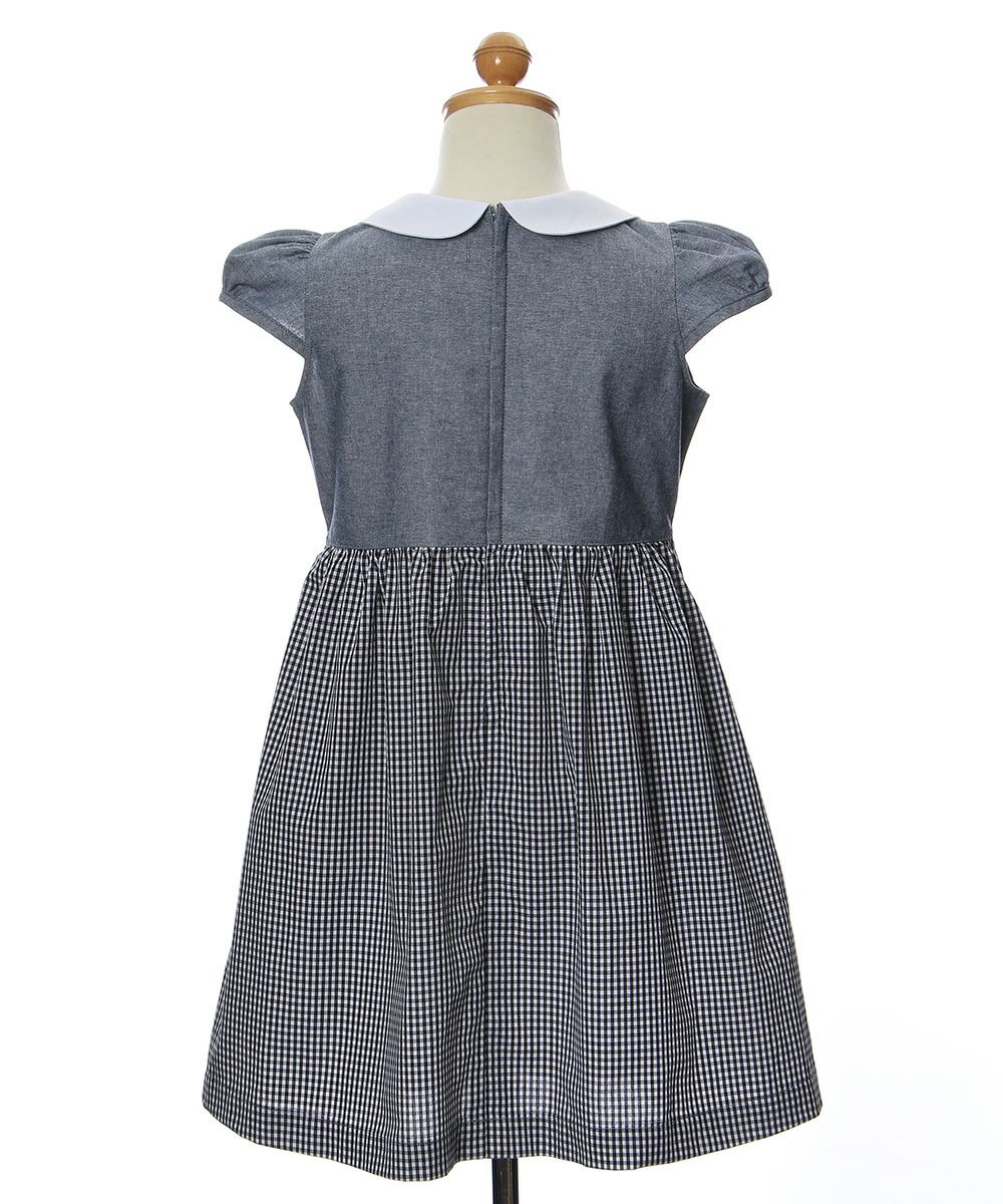 ベビー服 女の子 ギンガムチェック柄襟付きワンピース ブラック(00) トルソー背面