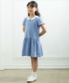 子供服 女の子 ストライプ柄襟付きワンピース ブルー(61) モデル画像1
