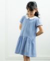 子供服 女の子 ストライプ柄襟付きワンピース ブルー(61) モデル画像2