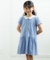 子供服 女の子 ストライプ柄襟付きワンピース ブルー(61) モデル画像3