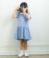 子供服 女の子 ストライプ柄襟付きワンピース ブルー(61) モデル画像4