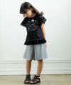 子供服 女の子 ドレス＆ロゴラメプリントTシャツ ブラック(00) モデル画像全身