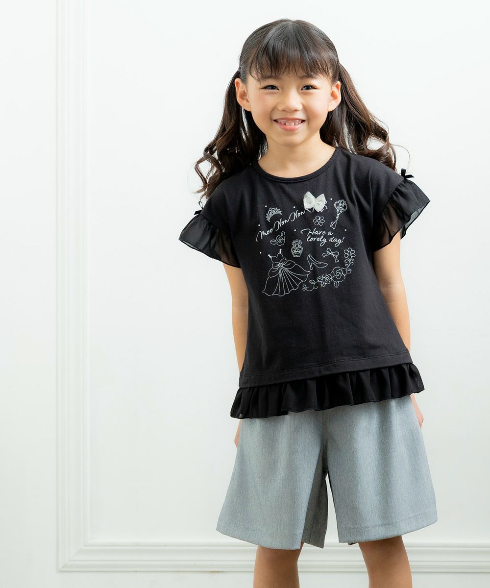 子供服 女の子 ドレス＆ロゴラメプリントTシャツ ブラック(00) モデル画像1