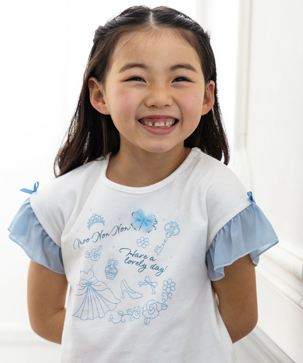子供服 女の子 ドレス＆ロゴラメプリントTシャツ オフホワイト(11) モデル画像全身