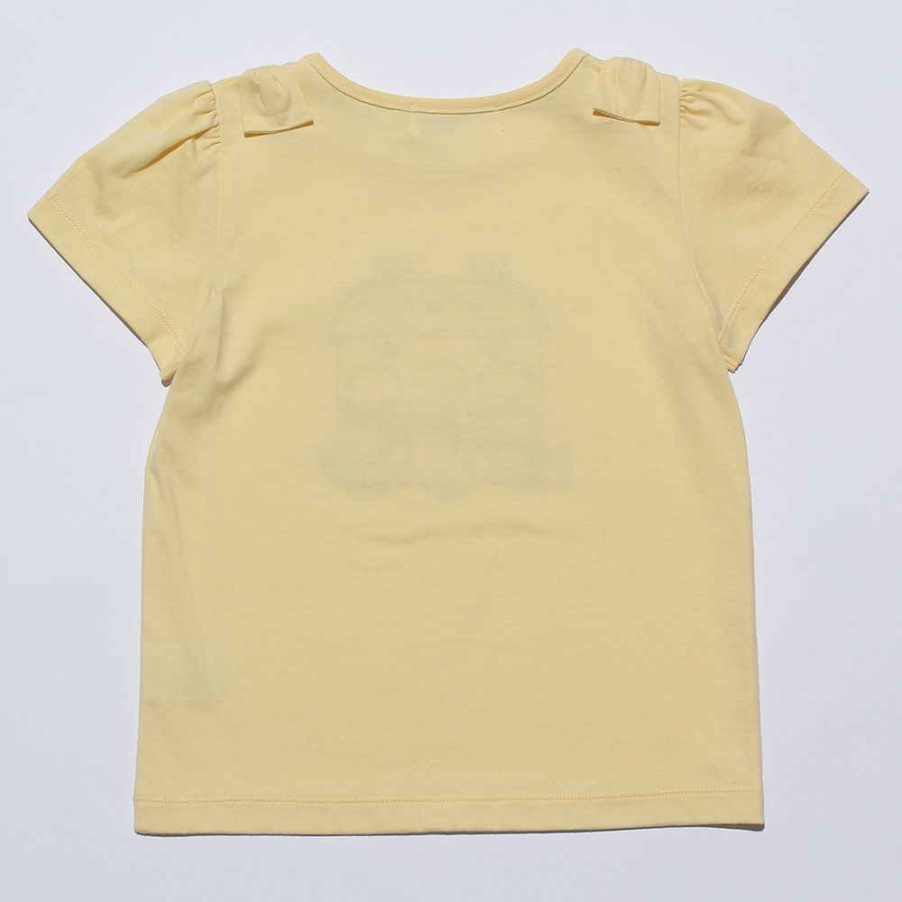 ベビー服 女の子 綿100％お花＆おうち刺繍Tシャツ イエロー(04) 背面