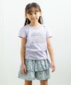 ベビー服 女の子 綿100％お花＆おうち刺繍Tシャツ パープル(91) モデル画像全身