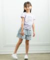 ベビー服 女の子 綿100％お花＆おうち刺繍Tシャツ パープル(91) モデル画像2