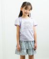 ベビー服 女の子 綿100％お花＆おうち刺繍Tシャツ パープル(91) モデル画像3