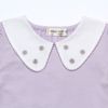 ベビー服 女の子 綿100％お花刺繍襟付きTシャツ パープル(91) デザインポイント1