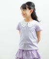 ベビー服 女の子 綿100％お花刺繍襟付きTシャツ パープル(91) モデル画像1