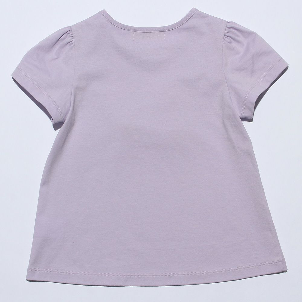 ベビー服 女の子 綿100％お花＆うさぎプリントTシャツ パープル(91) 背面
