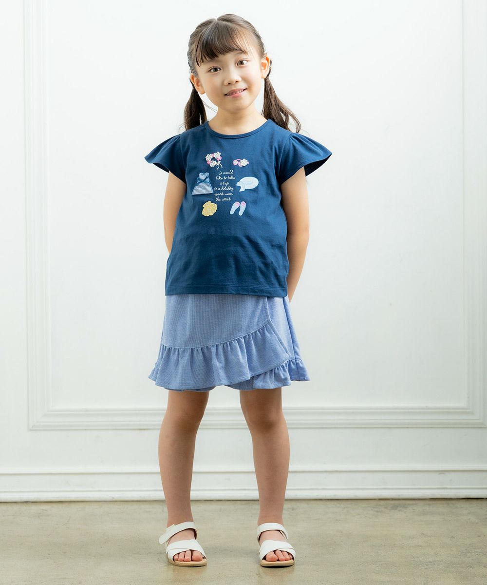 ベビー服 女の子 綿100％サマーアイテムモチーフつきTシャツ ネイビー(06) モデル画像2