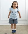 ベビー服 女の子 綿100％サマーアイテムモチーフつきTシャツ ブルー(61) モデル画像全身