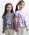 子供服 女の子 ギンガムチェック柄フリルつきTシャツ