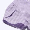 子供服 女の子 ギンガムチェック柄フリルつきTシャツ パープル(91) デザインポイント1