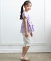 子供服 女の子 ギンガムチェック柄フリルつきTシャツ パープル(91) モデル画像2