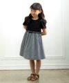 ベビー服 女の子 ギンガムチャック柄ドッキングワンピース ブラック(00) モデル画像アップ