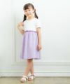 ベビー服 女の子 ギンガムチャック柄ドッキングワンピース パープル(91) モデル画像全身