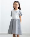 ベビー服 女の子 ストライプ柄リボン付きワンピース ブラック(00) モデル画像1