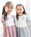 ベビー服 女の子 ストライプ柄リボン付きワンピース ブラック(00) モデル画像3