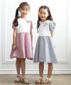 ベビー服 女の子 ストライプ柄リボン付きワンピース レッド(03) モデル画像3