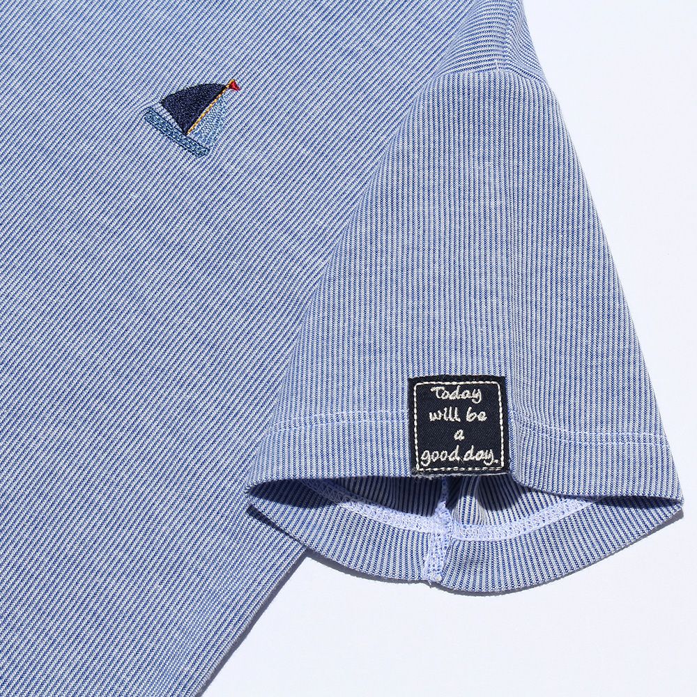 ベビー服 男の子 ストライプ柄ポケットモチーフつきTシャツ ブルー(61) デザインポイント1