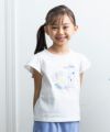 子供服 女の子 綿100％貝殻＆音符ガラス瓶プリントTシャツ オフホワイト(11) モデル画像アップ